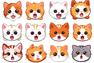 Obraz na płótnie Canvas kawaii cute cats, kittens sticker image, in the style of kawaii art, meme art, animated gifs isolated white background PNG
