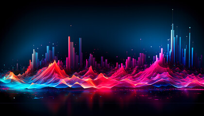 Obraz na płótnie Canvas Data visualization, neon abstract background. generative ai