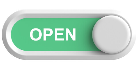 Open sign. 3D switch. 3D illustration.