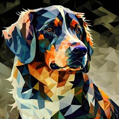 Labrador dog in the style of cubism
