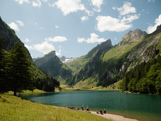 Swiss Mountains S&auml;ntis Appenzell wanderpath Rockformations Seealpsee Alpsteingebirge