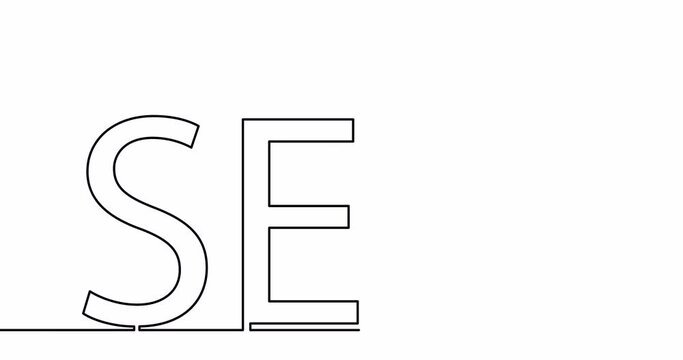 Self drawing line animation SEO Word continuous one single line drawn concept video