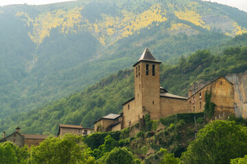 Fototapeta premium Panoramic view to Torla-Ordesa town.