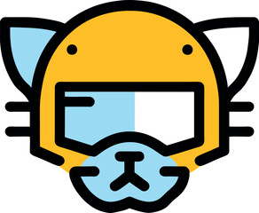 Mascot cat logo illustration, Cat with motorcycle helmet illustration, yellow, blue