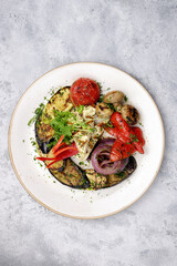 Grilled vegetables grilled cheese and grilled mushrooms