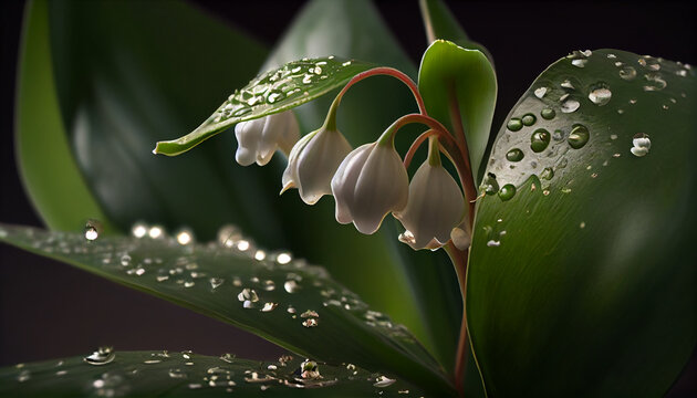 Lily of the valley after the rain Ai generated image 
