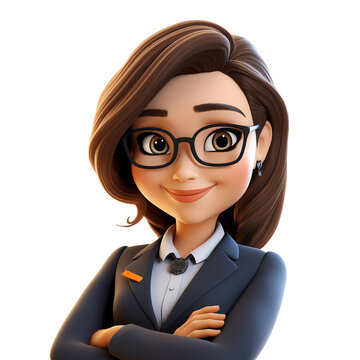Young business woman, standing on isolated png background. Generative AI