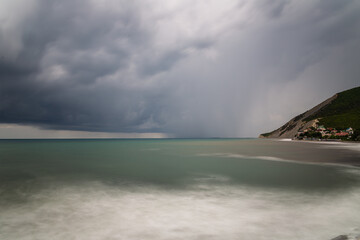 The embankment of the village of Myshako after the storm. Novorossiysk, Russia, 09.07.2023