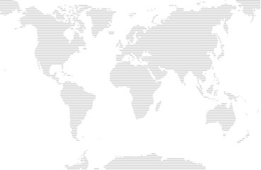 Gray striped world map on a white background. Vector illustration