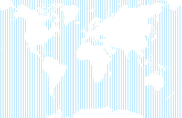 Blue and white world map with a vertical stripes. Vector illustration