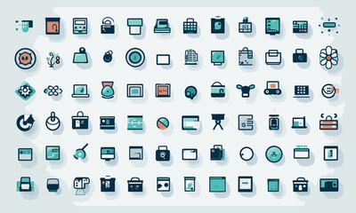 Icon collection for the internet. comprising web design, computer, network, website, server, hardware, software, and programming Collection of vector solid icons.