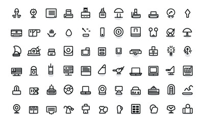 Icon collection for the internet. comprising web design, computer, network, website, server, hardware, software, and programming Collection of vector solid icons.