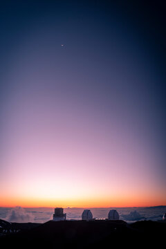 Sunset colors over Mauna Kea astronomical observatory