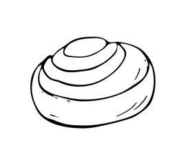 Hand-drawn rolled bun, isolated vector illustration on white background