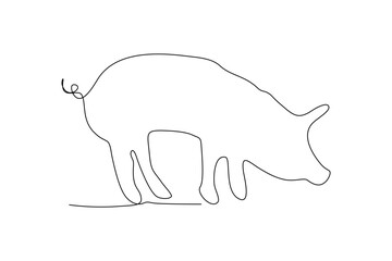 continuous line wild boar vector illustration