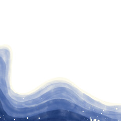 Beach watercolor Illustration, blue waves, summer clipart 