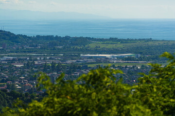Beautiful landscape with forest mountains and Chorokhi river, Batumi