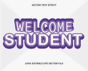 Welcome student text effect editable 3d text
