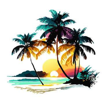 palm on beach sun 2