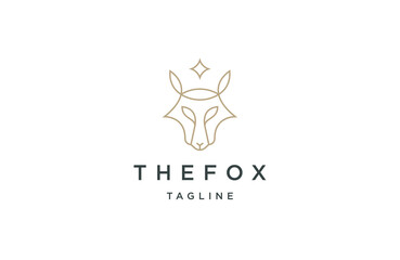 Fox head with line art style logo design template flat vector