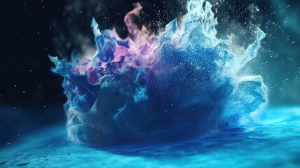 Glitter splash, Ink water, Snow cascade. Generative ai