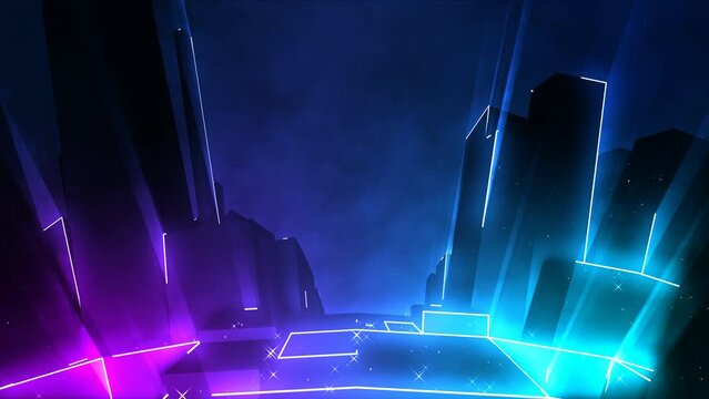 Colorful Neon Glowing Buildings Loop