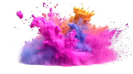 Fototapeta na wymiar Explosion of colored powder on white background. Generative ai