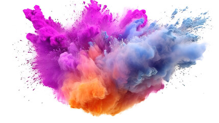 Fototapeta na wymiar Colorful mixed rainbow powder explosion isolated on white background. Generative ai