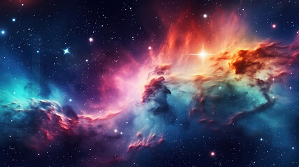 Galaxy Space Background, Bright color. Generative ai