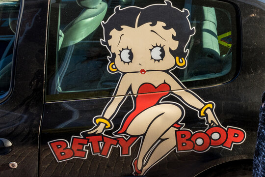 Delft, Netherlands - 13 March 2016: Betty boop sticker on a car