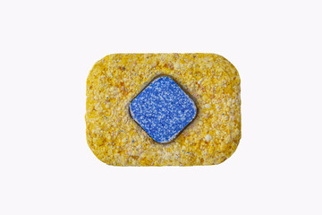 Tablet for dish-washing machine isolated on the white background