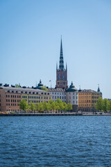 Fototapeta na wymiar Riddarholmen and the church Riddarholmskyrkan in Stockholm Sweden