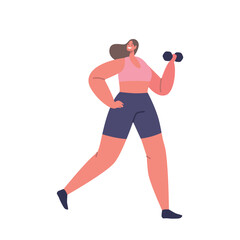 Fototapeta na wymiar Woman Training With Dumbbell, Displaying Strength And Determination As She Engages In Focused Workout Routine