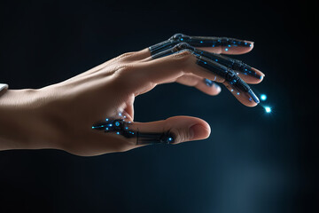 Robot hand making contact with human finger