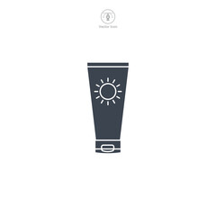 Sunscreen Bottle icon symbol vector illustration isolated on white background