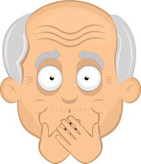 Fototapeta premium vector illustration face grandfather or old man cartoon, covering your mouth with your hands