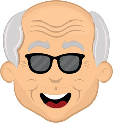 vector illustration face grandfather or old man cartoon with sunglasses and a cheerful expression