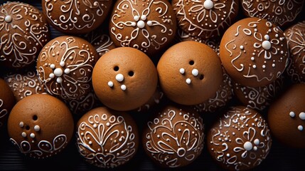 Obraz premium Freshly baked Gingerbread Cookie seamless background. Christmas traditional cookies. AI generated