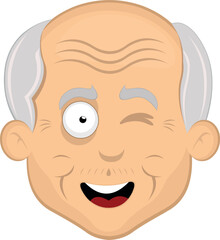 vector illustration face grandfather or old man cartoon 
 with a cheerful expression and winking