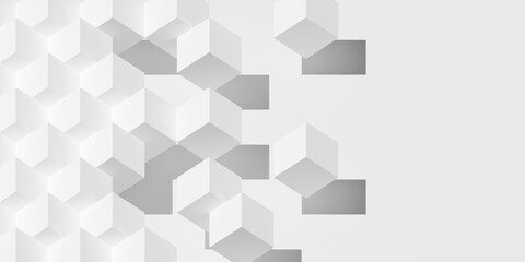 Fototapeta premium White isometric cube or boxes background abstract modern minimal template fade out with copy space