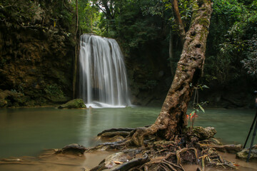 Beautiful Erawan Waterfall in Thailand