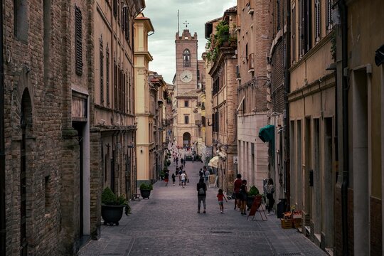 Historic downtown's view of Osimo city in Marche region, Italy