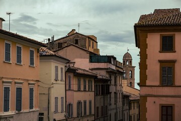 Historic downtown's view of Osimo city in Marche region, Italy