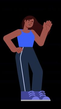 without background woman waving animation
