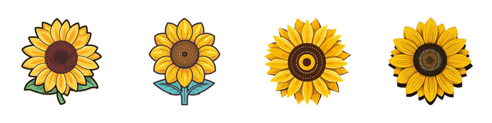 Yellow sunflower icon. Vector illustration.