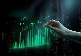 A hand holding a graph that is going up Generative AI