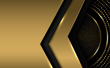 Abstract luxury golden template design template, overlapping with glitters and geometric parts style. Design for simple add text and presentation background.