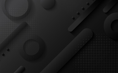 Abstract gradient grey and black minimal style of decorative artwork with halftone background. Overlapping design with free space artwork template.