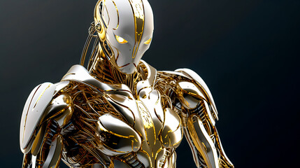 modern cyborg made of precious metal, made with Generative AI