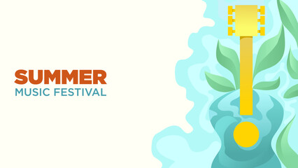 Fototapeta na wymiar guitar and liquid wave. summer festival asbstract vibrant bright color vector illustration.